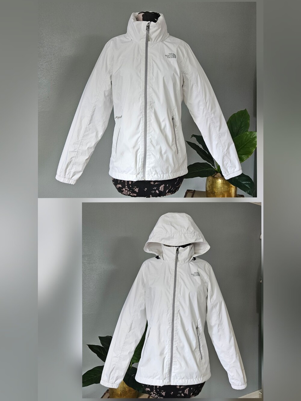 The North Face Resolve 2 Waterproof Rain Hooded Jacket White Size Large